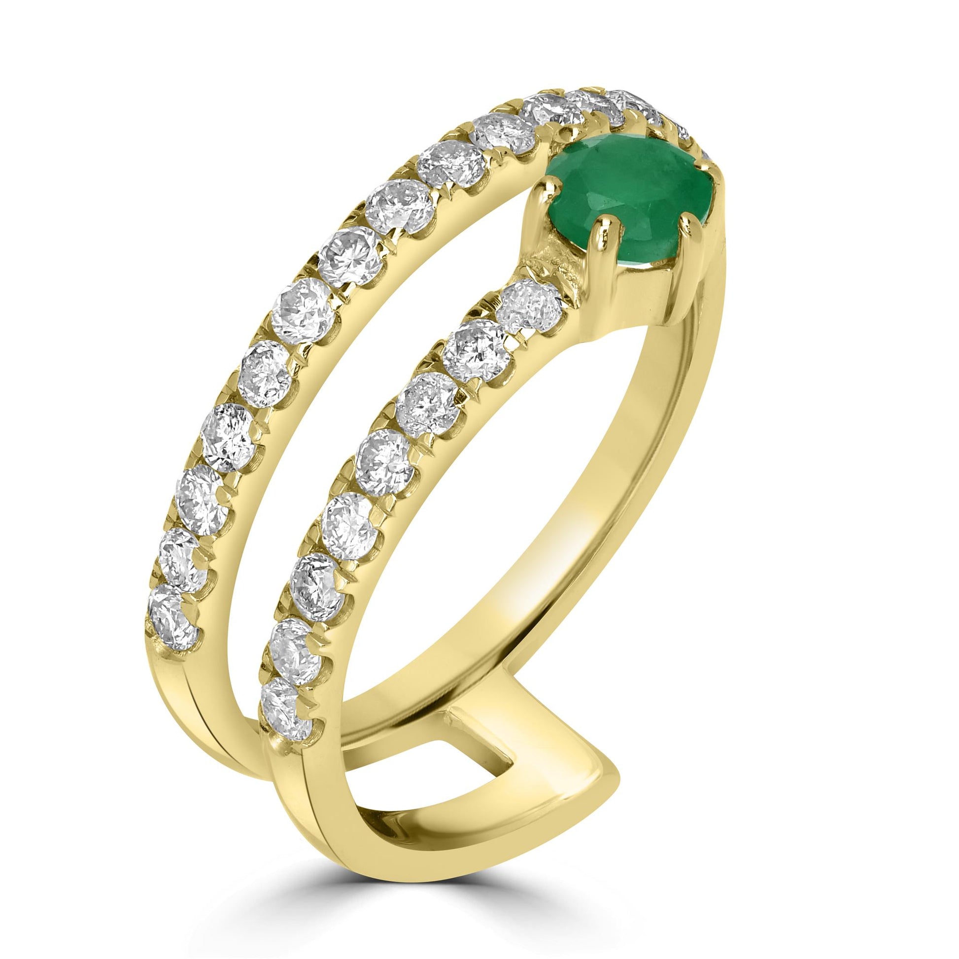 Haley 14k Gold Emerald Gemstone Bypass Stackable Ring