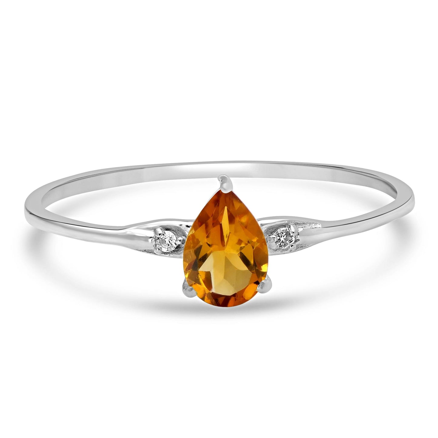 Dew 14k Gold Citrine Gemstone Stackable Pear Ring