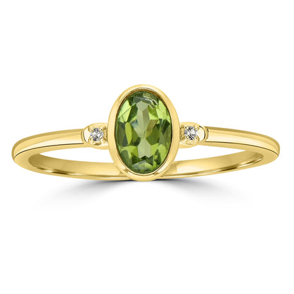 Kate 14k Gold over Sterling Silver Peridot Gemstone Stackable Oval Ring