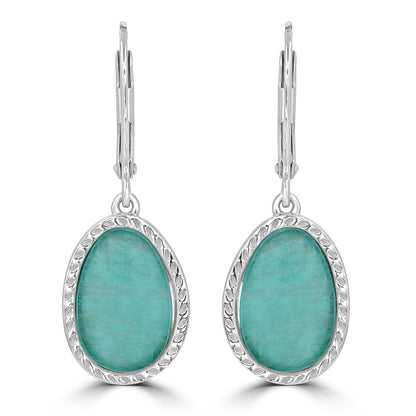 Gemistry Womens 925 Sterling Silver Genuine Amazonite Drop Earrings Gemstone and Birthstone Jewelry Gift For Her Birthday | Wedding | Anniversary