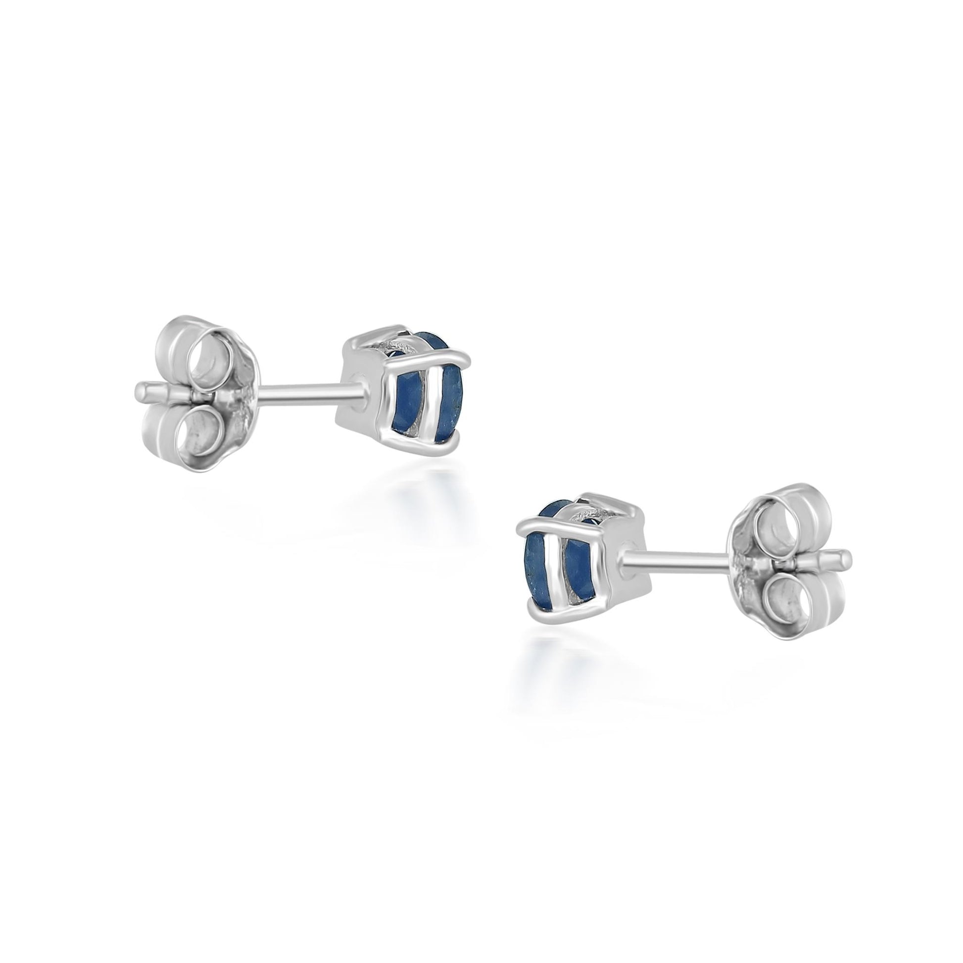 14K White Gold Round Sapphire Stud Earrings