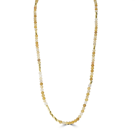 14K Gold Over Brass Honey Jade Gemstone Beaded Wrap Bracelet or Necklace, 35 Inches