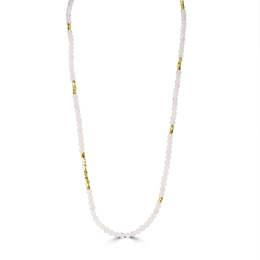 14K Gold Over Brass Rose Quartz Beaded Wrap Bracelet or Necklace, 35 Inches