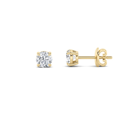 14K Gold 1.0 CTTW Lab Grown Diamond Round Stud Earrings