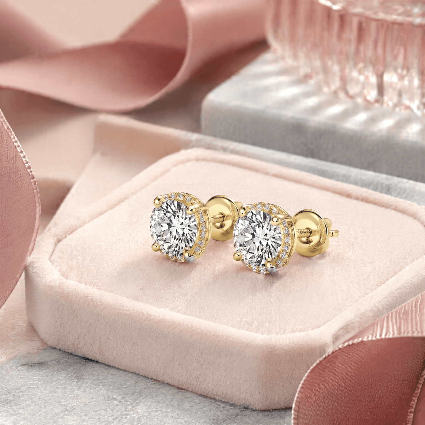 14K Gold 2.0 CTTW Lab Grown Diamond Round Stud Earrings