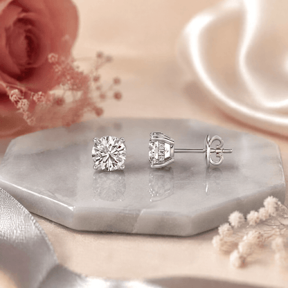 14K White Gold 2.0 CTTW Lab Grown Diamond Round Stud Earrings
