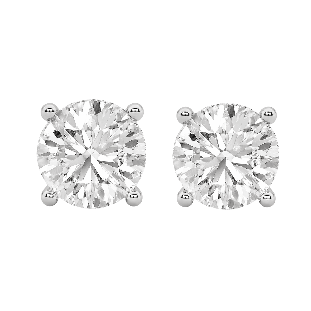 14K White Gold 2.0 CTTW Lab Grown Diamond Round Stud Earrings