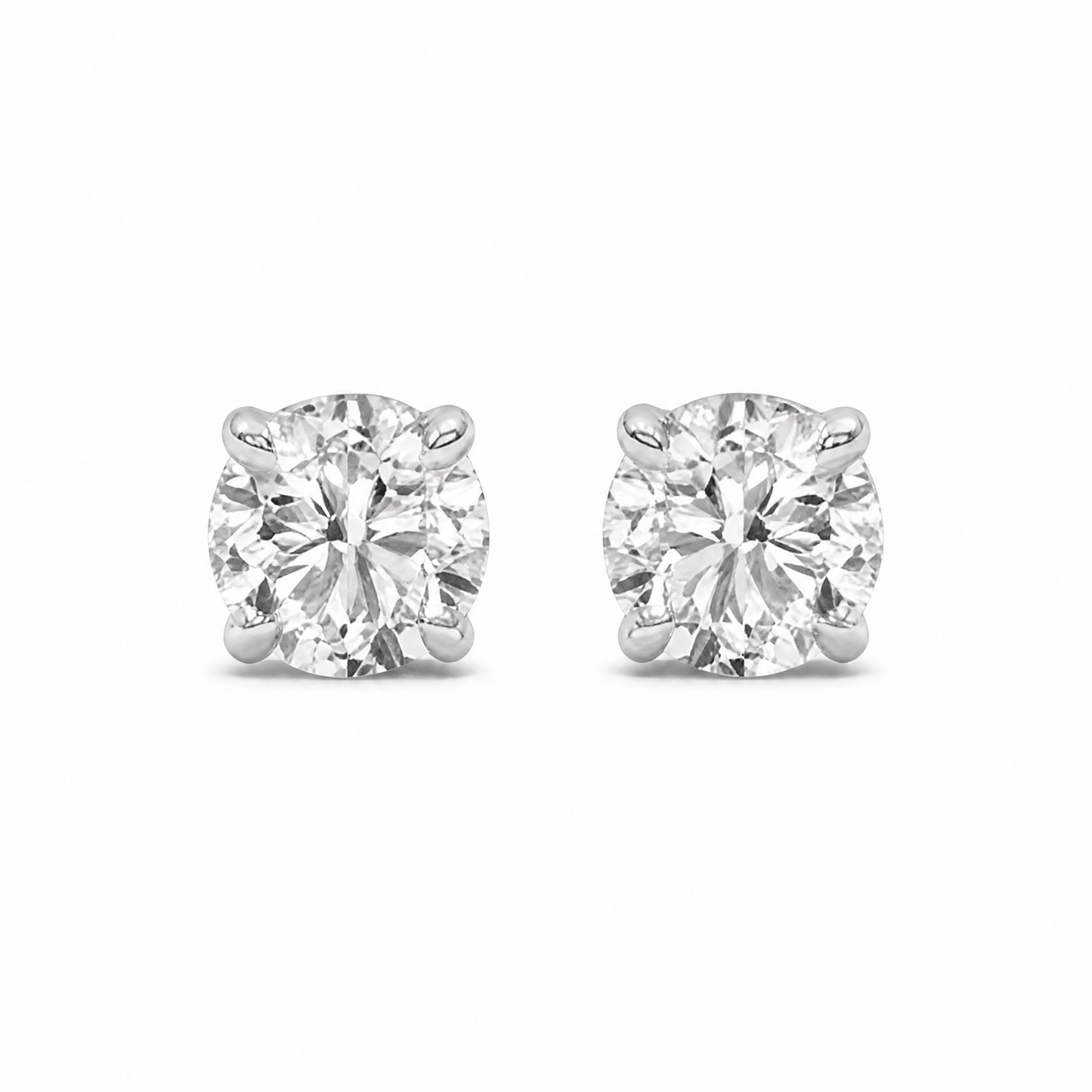 14K White Gold 3.0 CTTW Lab Grown Diamond Round Stud Earrings