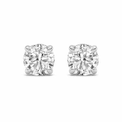 14K White Gold 3.0 CTTW Lab Grown Diamond Round Stud Earrings