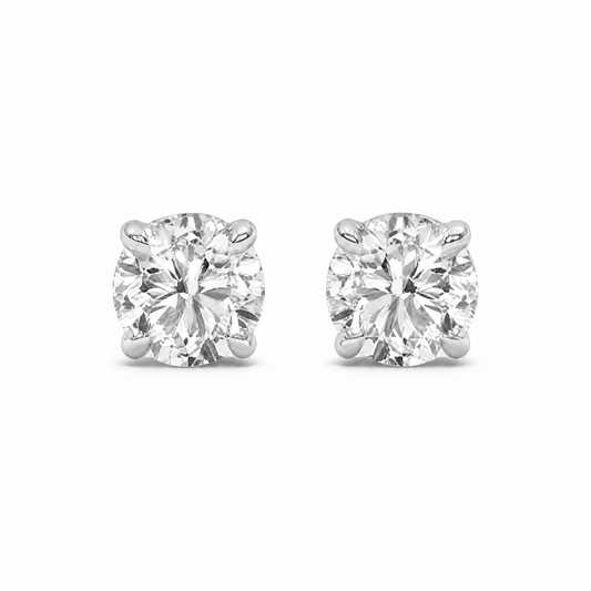 14K White Gold 3.0 CTTW Lab Grown Diamond Round Stud Earrings