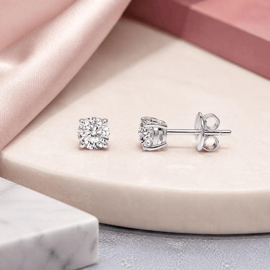 14K White Gold 3.0 CTTW Lab Grown Diamond Round Stud Earrings