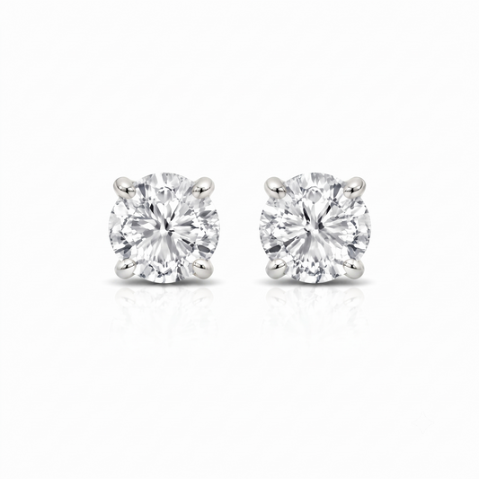 14K White Gold 5.0 CTTW Lab Grown Diamond Round Stud Earrings