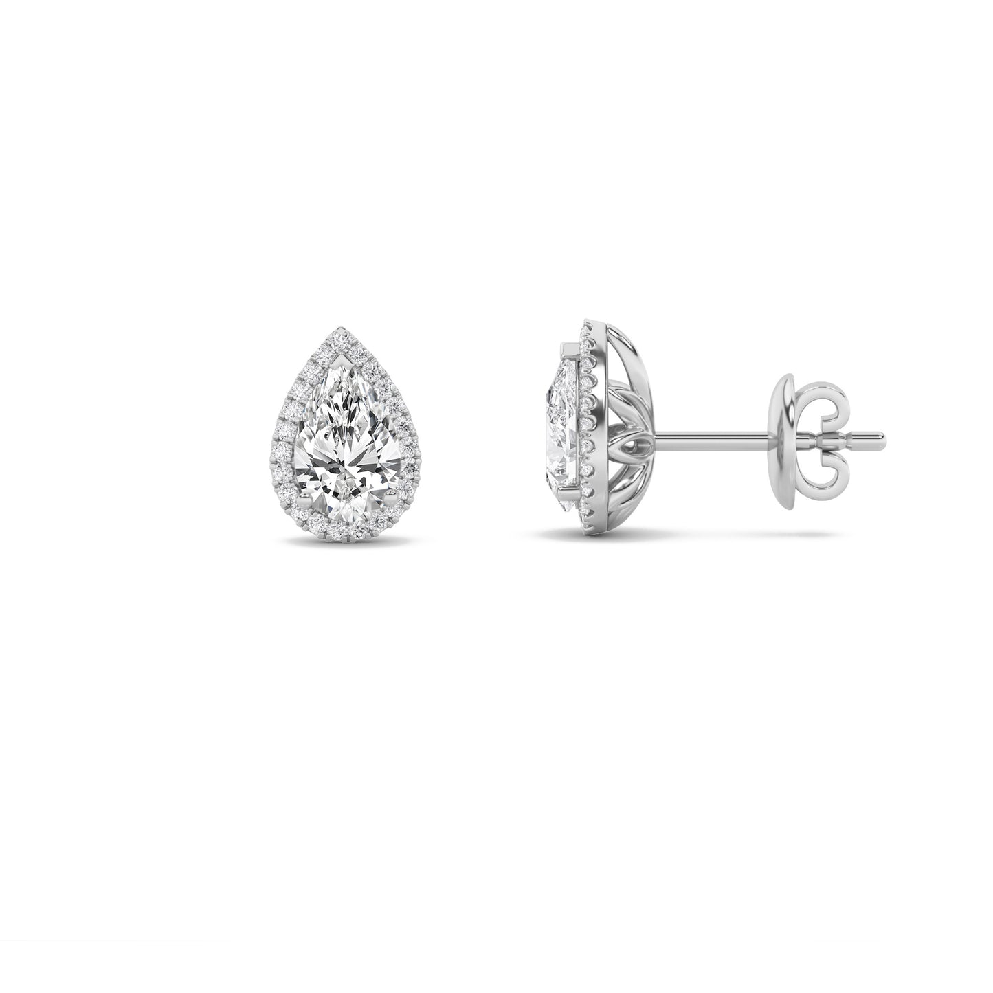 14K White Gold 3.0 CTTW Lab Grown Diamond Pear Stud Earrings