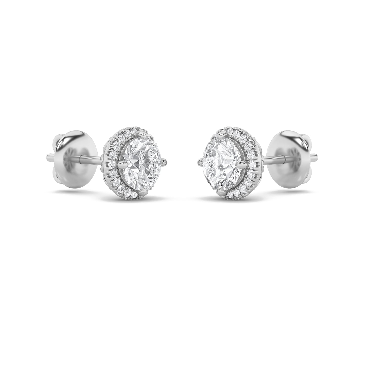 14K White Gold 1.0 CTTW Lab Grown Diamond Round Stud Earrings