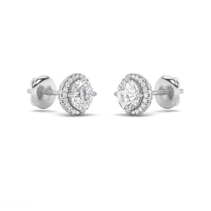 14K White Gold 1.0 CTTW Lab Grown Diamond Round Stud Earrings