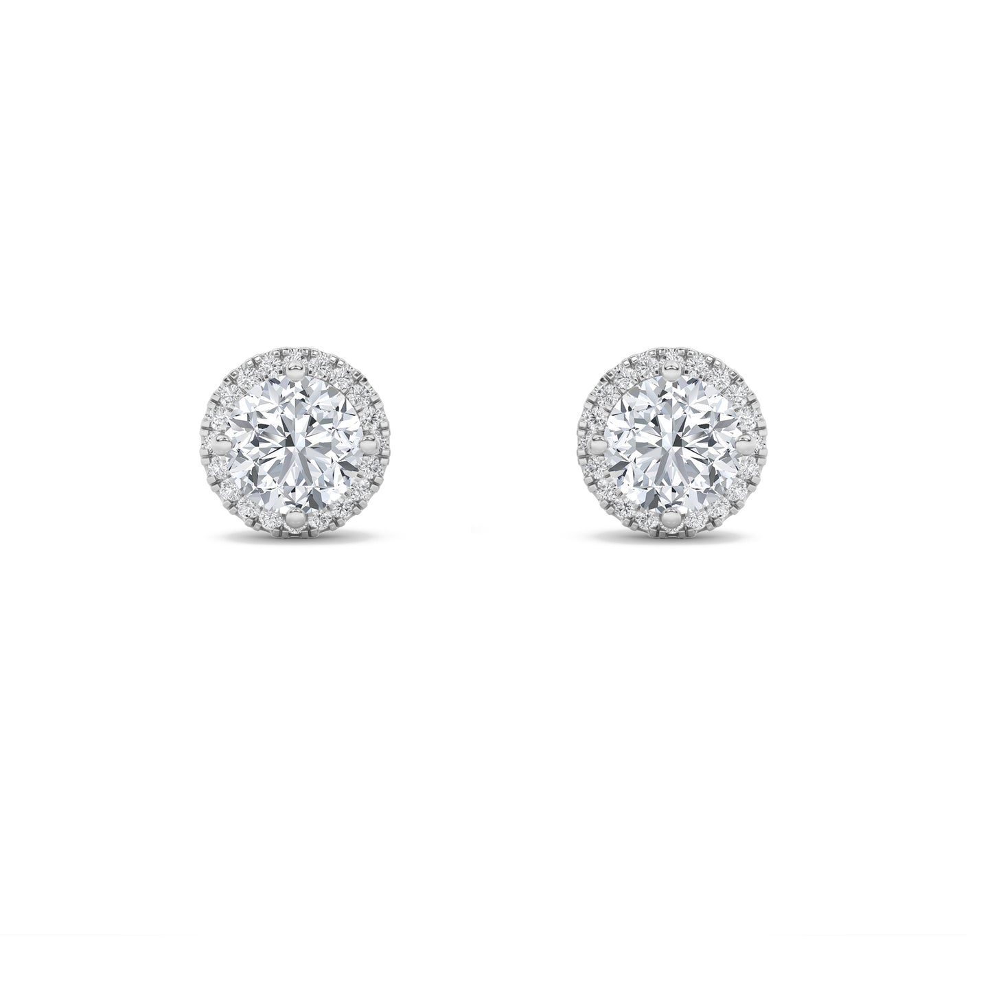 14K White Gold 1.0 CTTW Lab Grown Diamond Round Stud Earrings