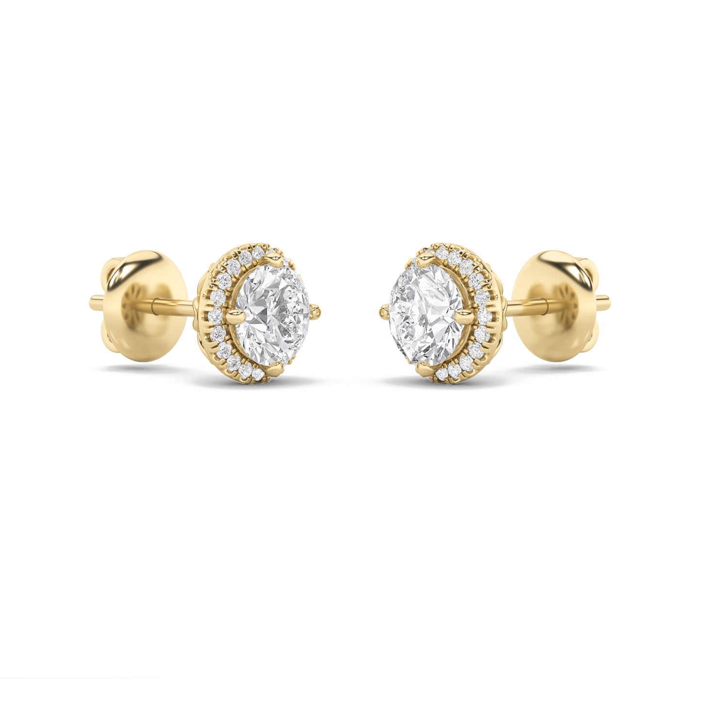 14K Gold 1.0 CTTW Lab Grown Diamond Round Stud Earrings