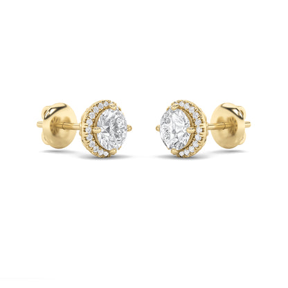 14K Gold 1.0 CTTW Lab Grown Diamond Round Stud Earrings