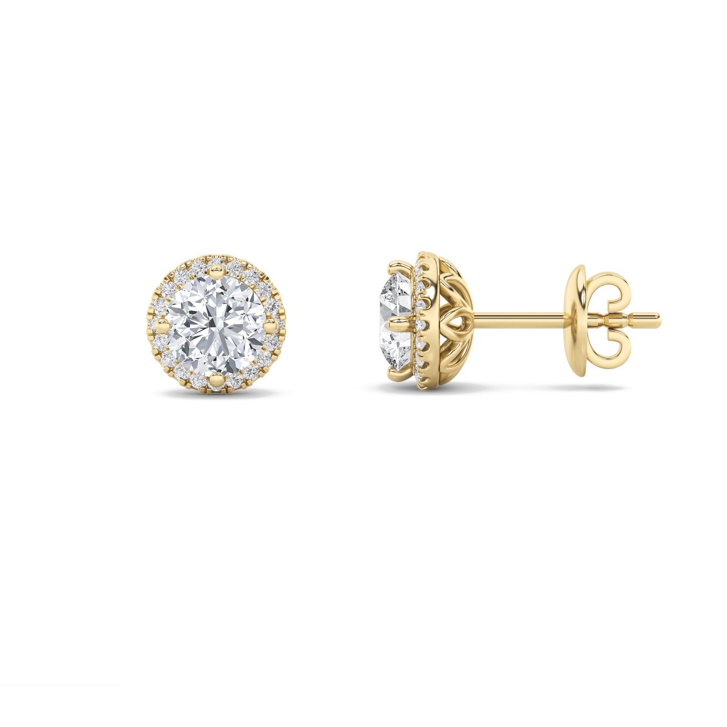 14K Gold 1.0 CTTW Lab Grown Diamond Round Stud Earrings