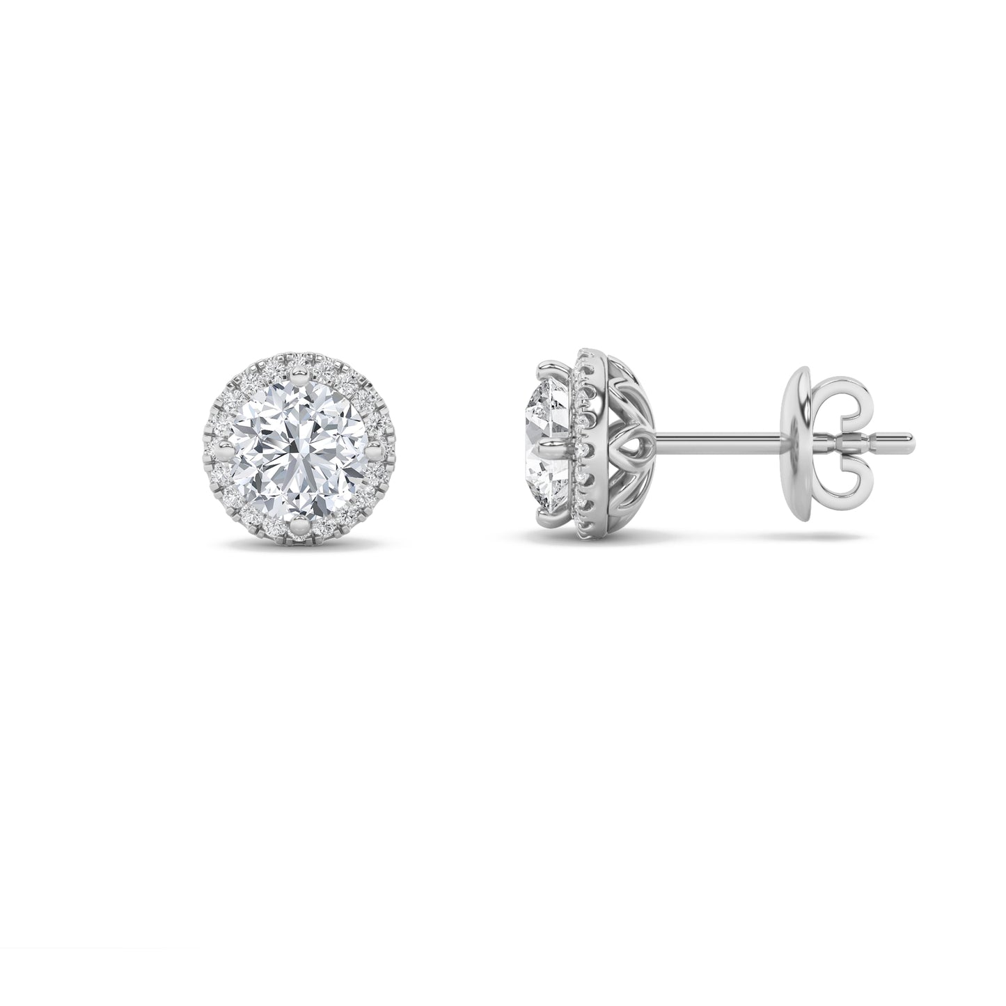 14K White Gold 3.0 CTTW Lab Grown Diamond Round Stud Earrings
