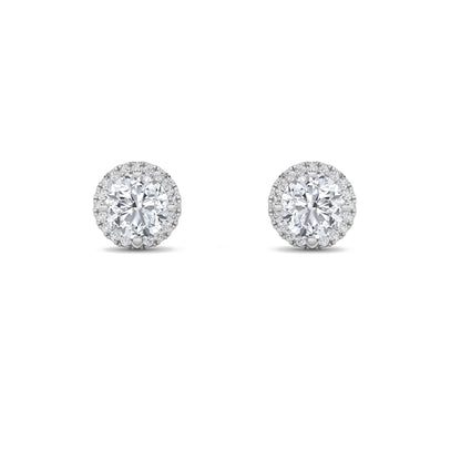 14K White Gold 3.0 CTTW Lab Grown Diamond Round Stud Earrings