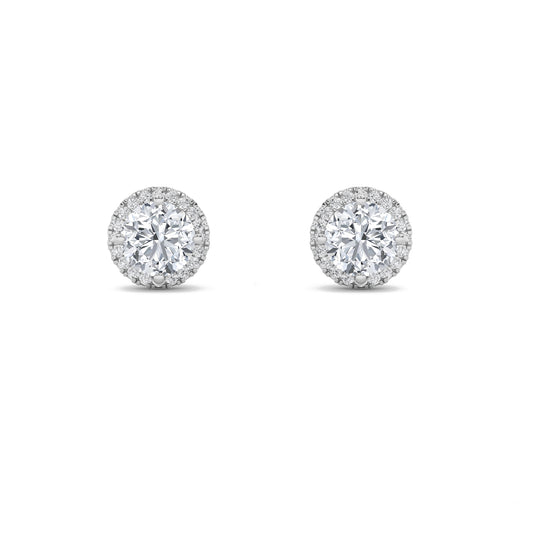 14K White Gold 3.0 CTTW Lab Grown Diamond Round Stud Earrings