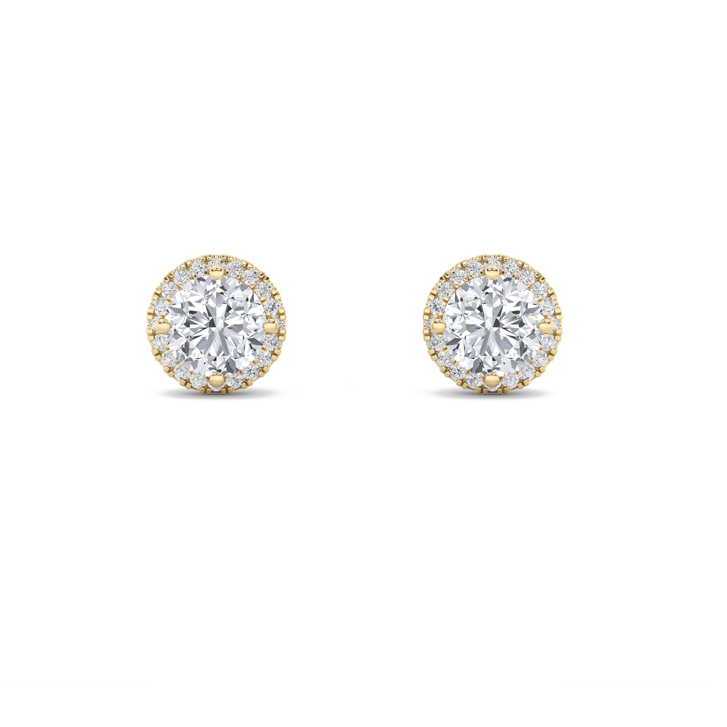 14K Gold 3.0 CTTW Lab Grown Diamond Round Stud Earrings