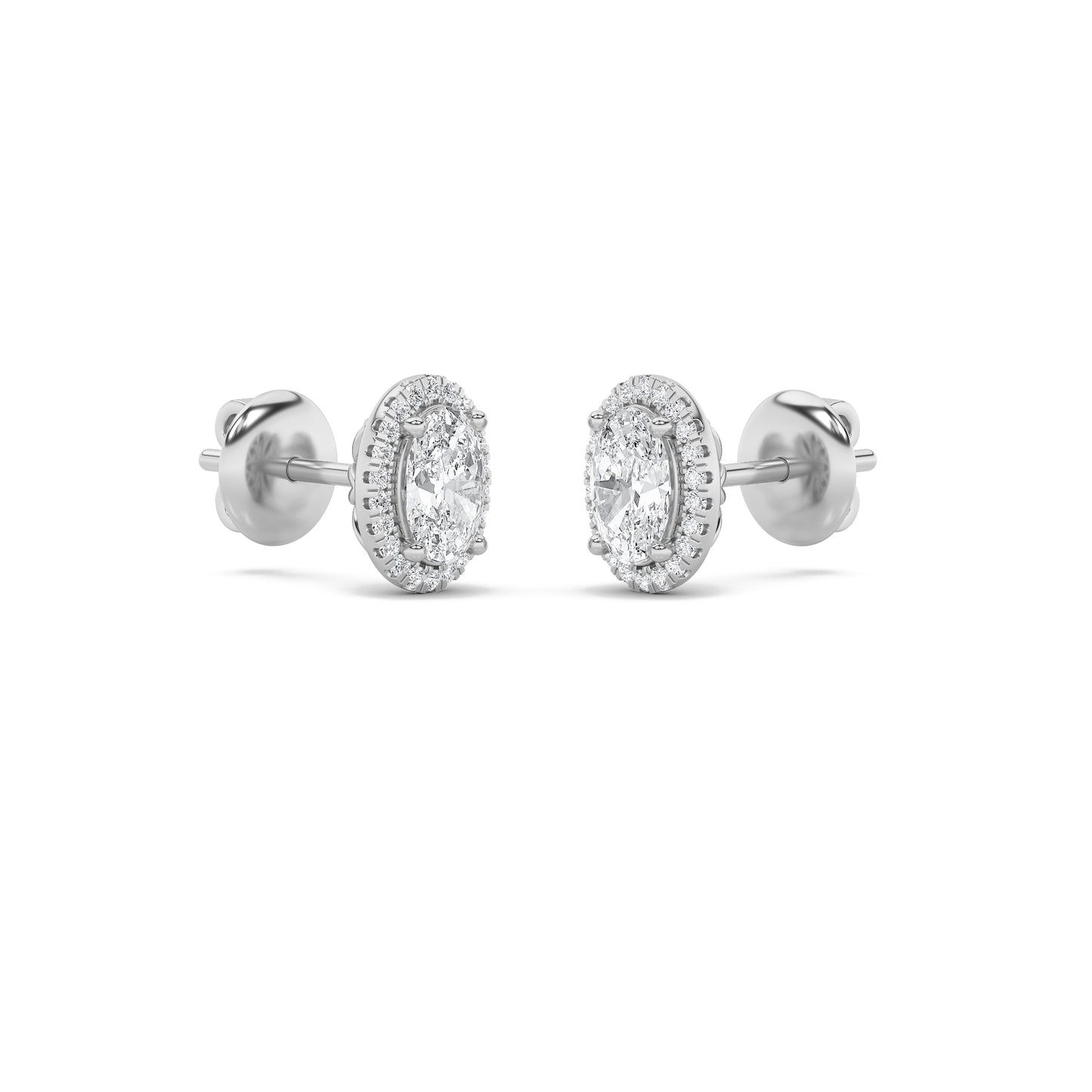 14K White Gold 1.0 CTTW Lab Grown Diamond Oval Stud Earrings