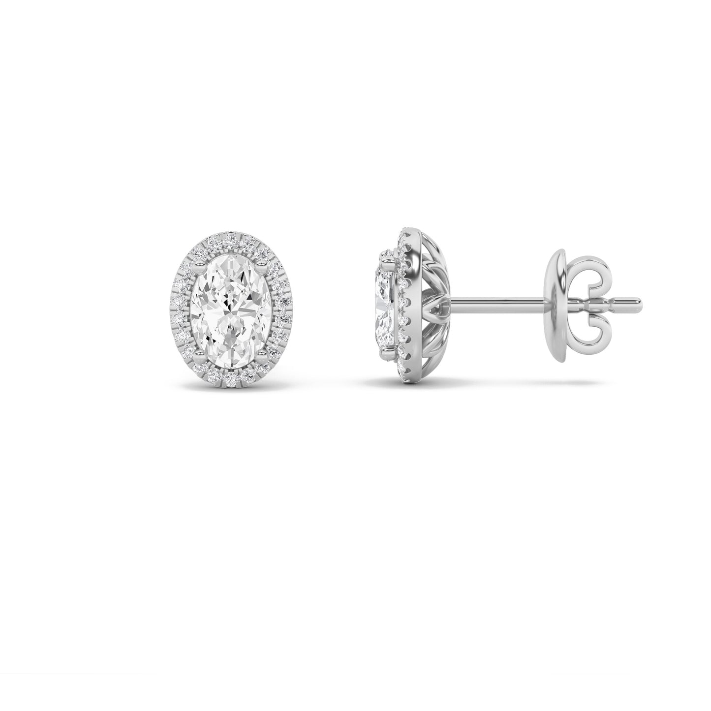 14K White Gold 1.0 CTTW Lab Grown Diamond Oval Stud Earrings