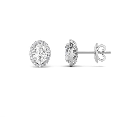 14K White Gold 1.0 CTTW Lab Grown Diamond Oval Stud Earrings