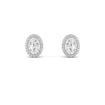 14K White Gold 1.0 CTTW Lab Grown Diamond Oval Stud Earrings