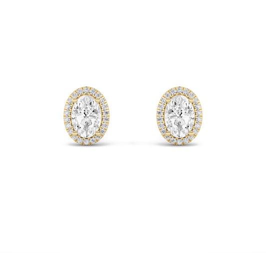 14K Gold 1.0 CTTW Lab Grown Diamond Oval Stud Earrings