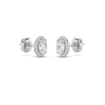 14K White Gold 3.0 CTTW Lab Grown Diamond Oval Stud Earrings