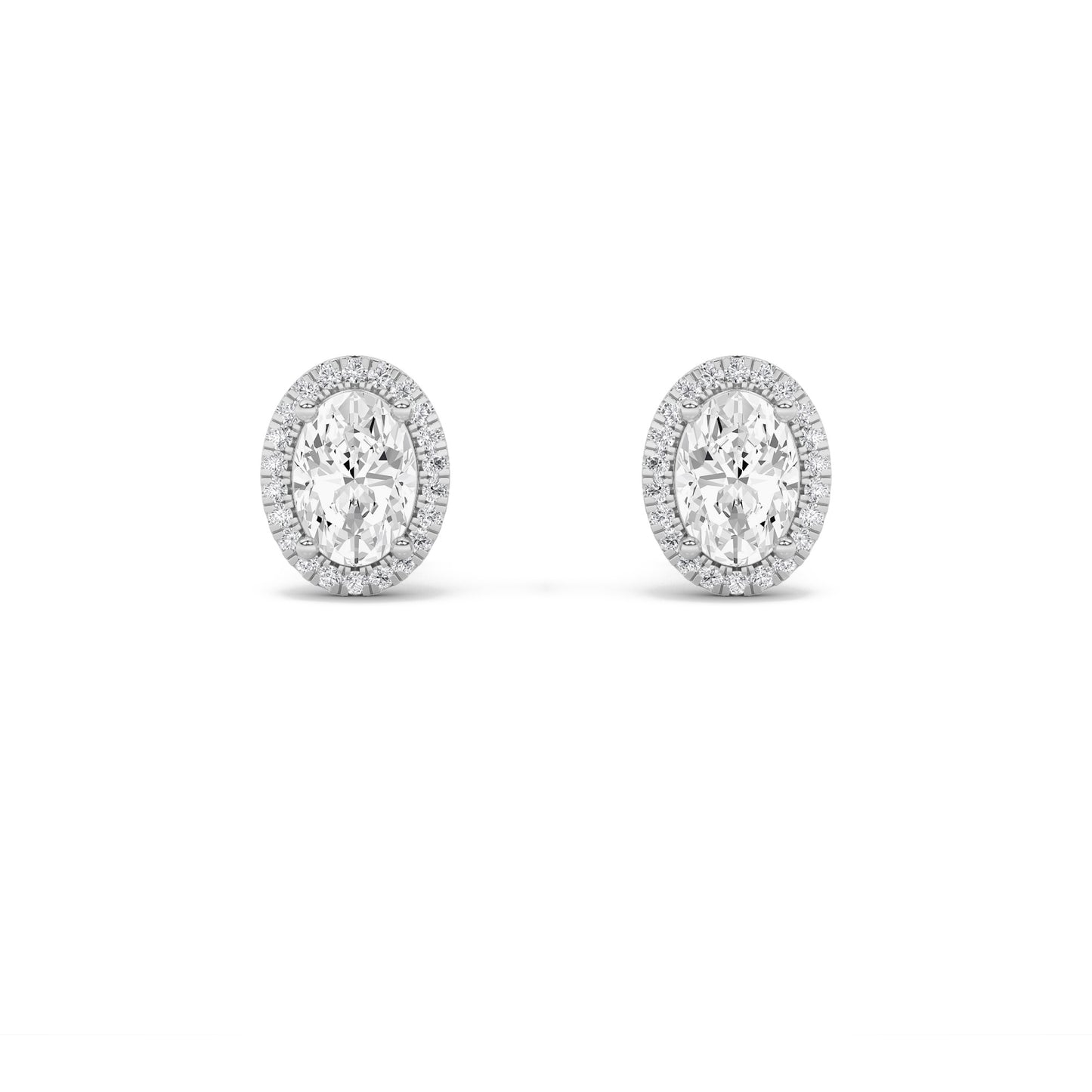 14K White Gold 3.0 CTTW Lab Grown Diamond Oval Stud Earrings