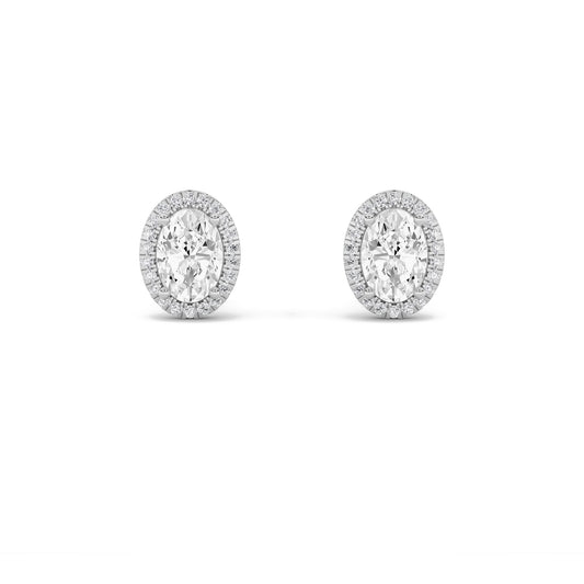 14K White Gold 3.0 CTTW Lab Grown Diamond Oval Stud Earrings