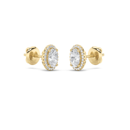 14K Gold 3.0 CTTW Lab Grown Diamond Oval Stud Earrings