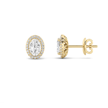14K Gold 3.0 CTTW Lab Grown Diamond Oval Stud Earrings