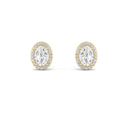 14K Gold 3.0 CTTW Lab Grown Diamond Oval Stud Earrings