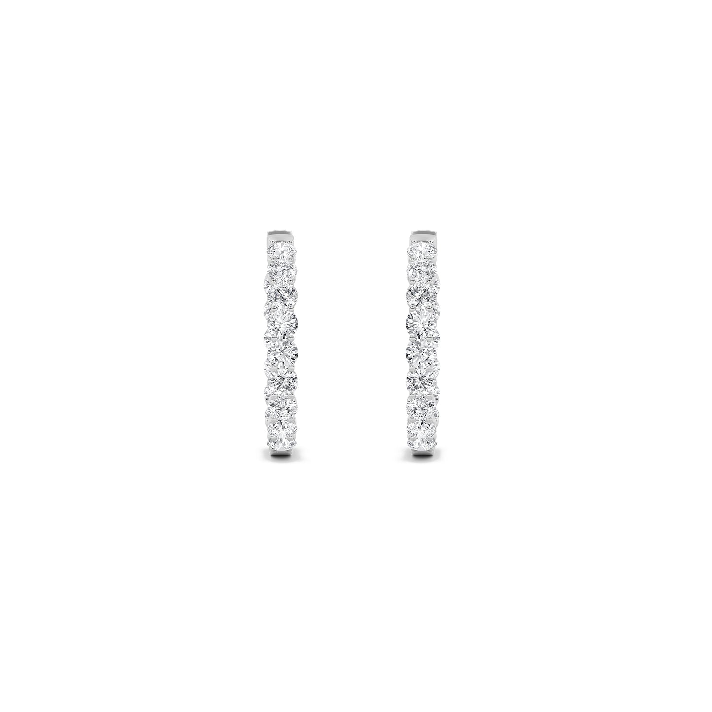14K White Gold 3.0 CTTW Lab Grown Diamond Round Hoop Earrings