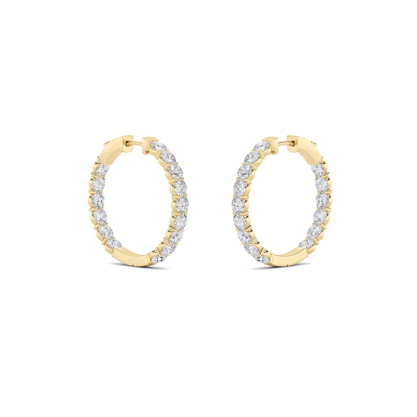 14K Gold 3.0 CTTW Lab Grown Diamond Round Hoop Earrings