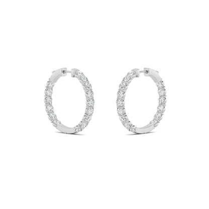 14K White Gold 5.0 CTTW Lab Grown Diamond Round Hoop Earrings