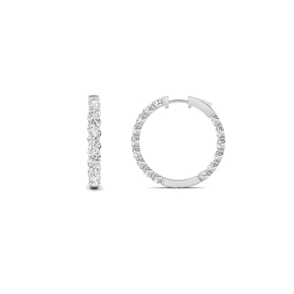 14K White Gold 7.0 CTTW Lab Grown Diamond Round Hoop Earrings