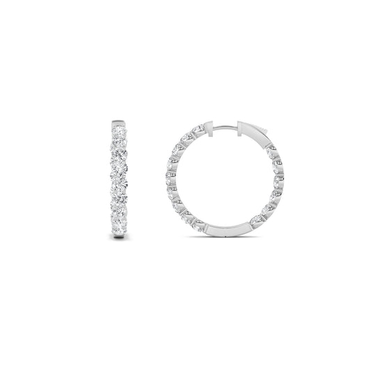 14K White Gold 7.0 CTTW Lab Grown Diamond Round Hoop Earrings