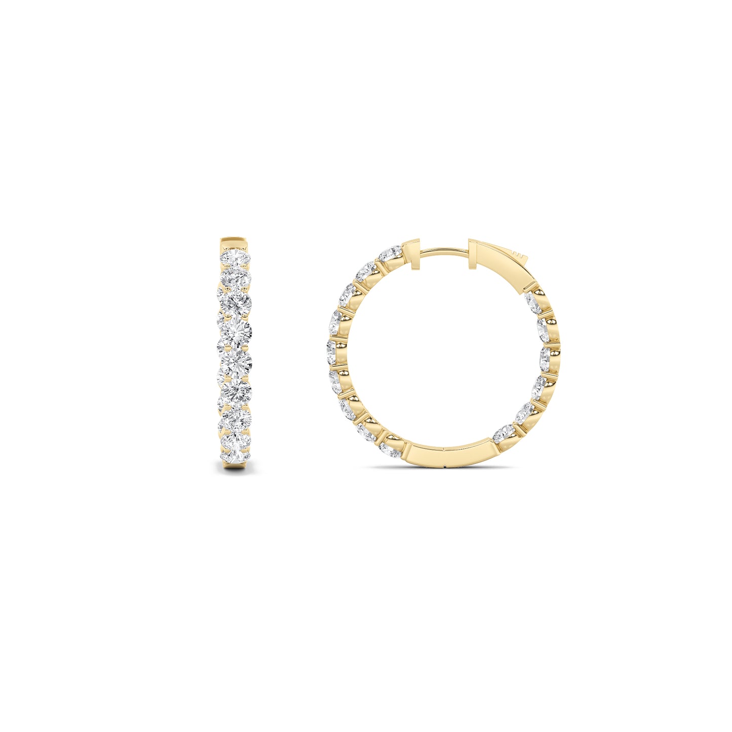 14K Gold 7.0 CTTW Lab Grown Diamond Round Hoop Earrings