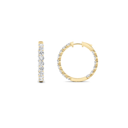 14K Gold 7.0 CTTW Lab Grown Diamond Round Hoop Earrings