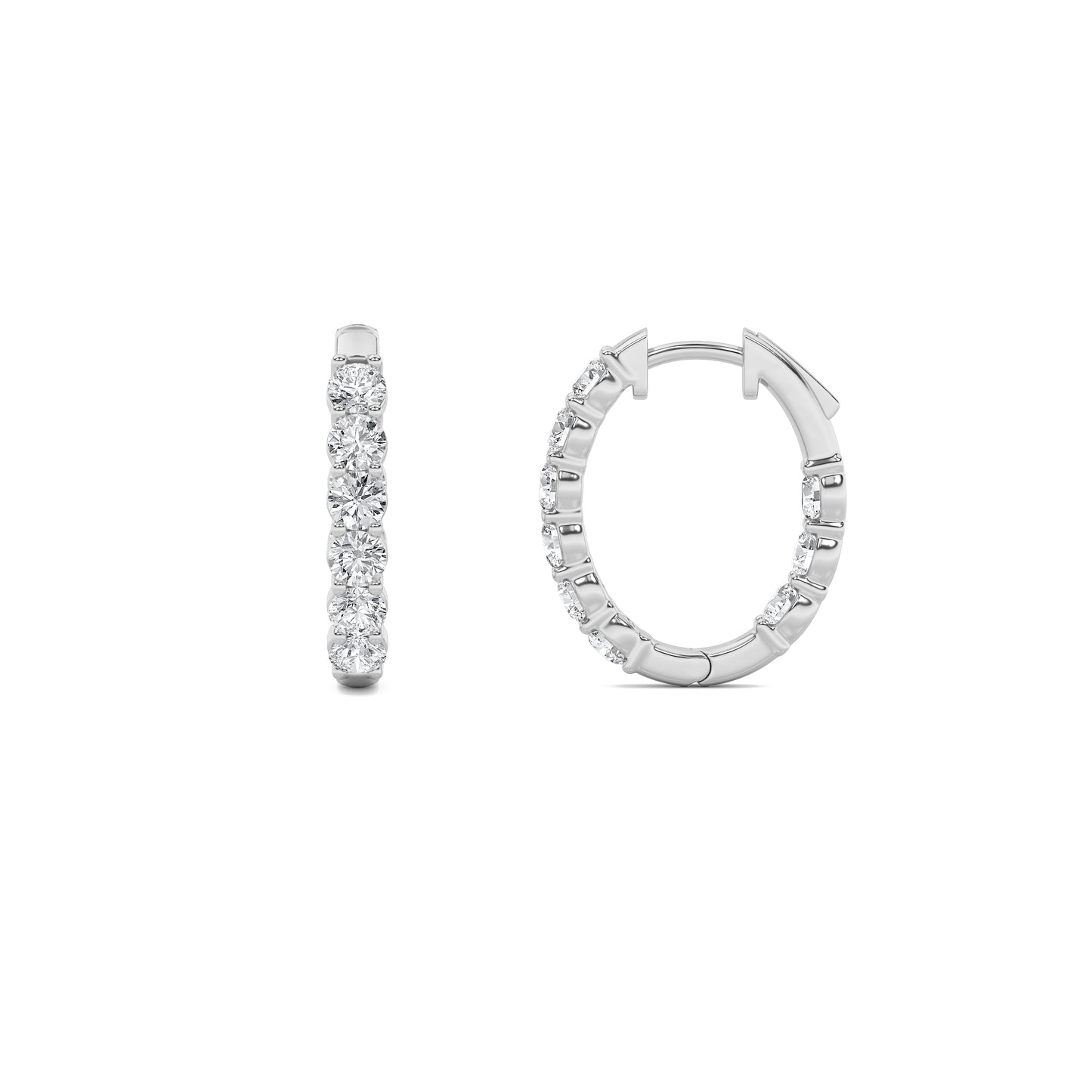 14K White Gold 3.0 CTTW Lab Grown Diamond Round Hoop Earrings
