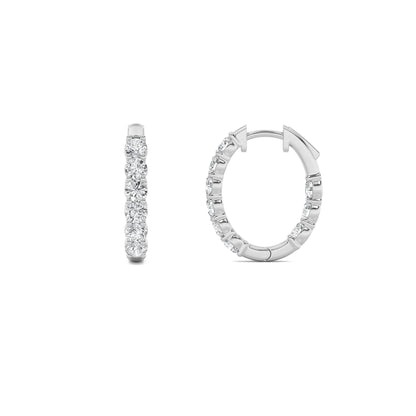 14K White Gold 3.0 CTTW Lab Grown Diamond Round Hoop Earrings
