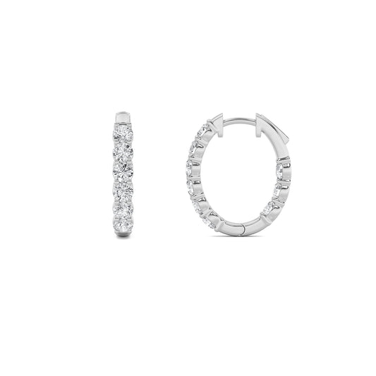 14K White Gold 3.0 CTTW Lab Grown Diamond Round Hoop Earrings