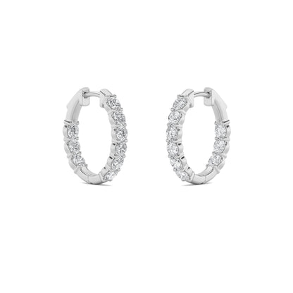 14K White Gold 3.0 CTTW Lab Grown Diamond Round Hoop Earrings