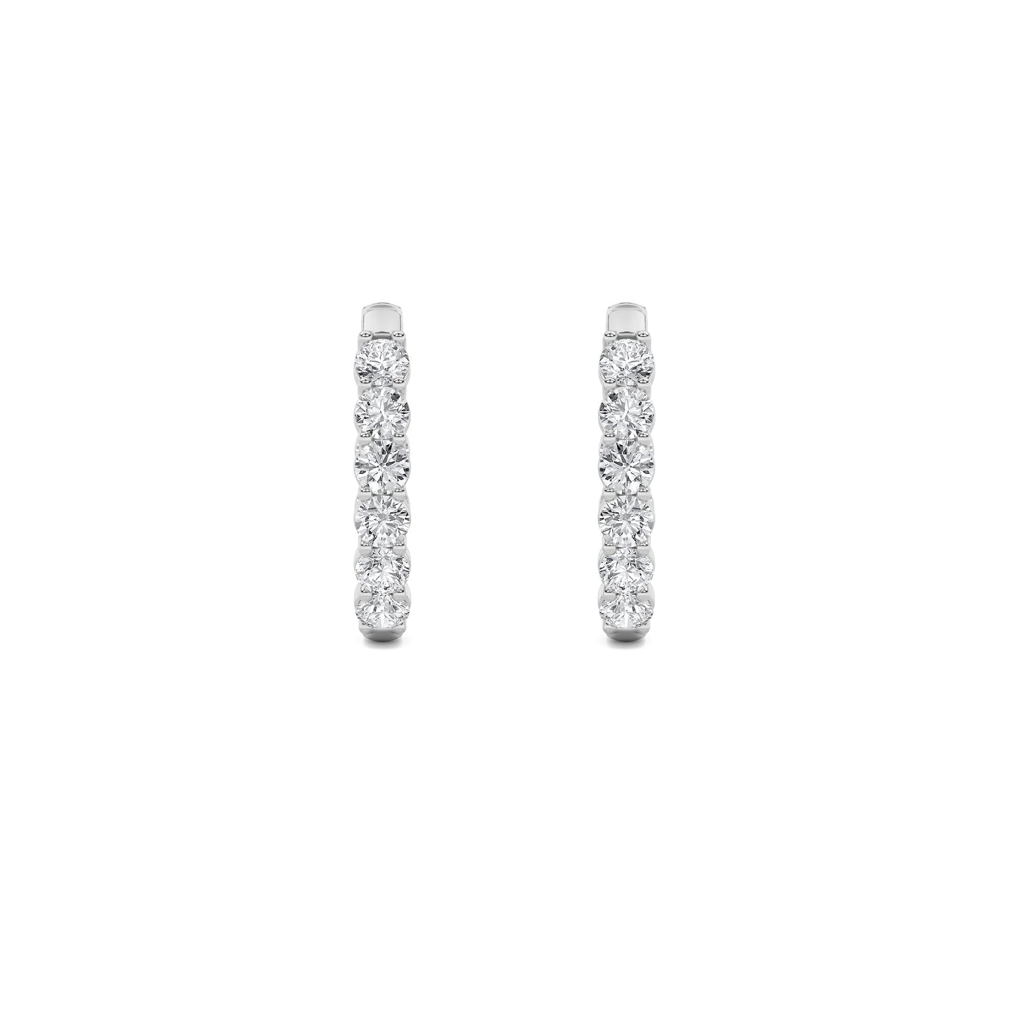 14K White Gold 3.0 CTTW Lab Grown Diamond Round Hoop Earrings